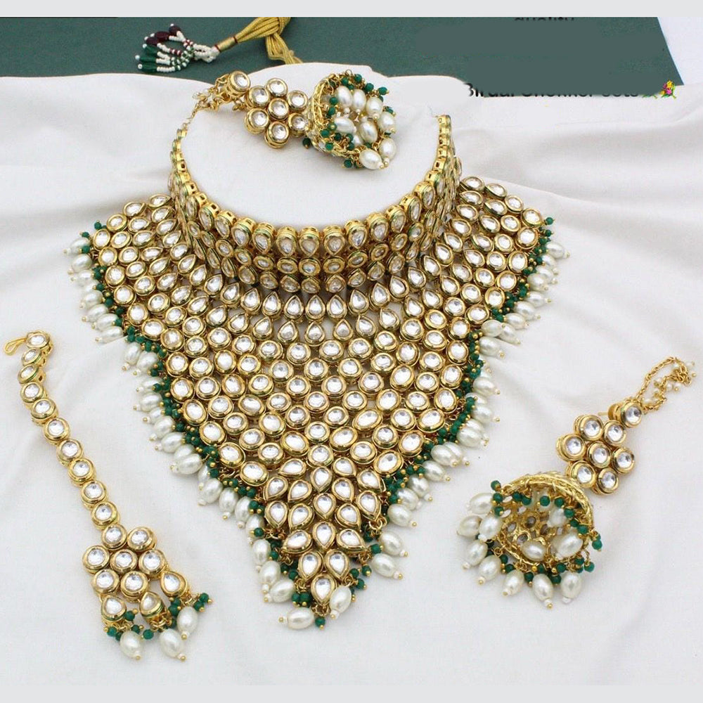 Manisha Jewellery Gold Plated Kundan Stone And Beads Choker Necklace Set