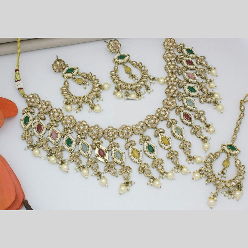 Manisha Jewellery Gold Plated Crystal Stone And Pearls Necklace Set