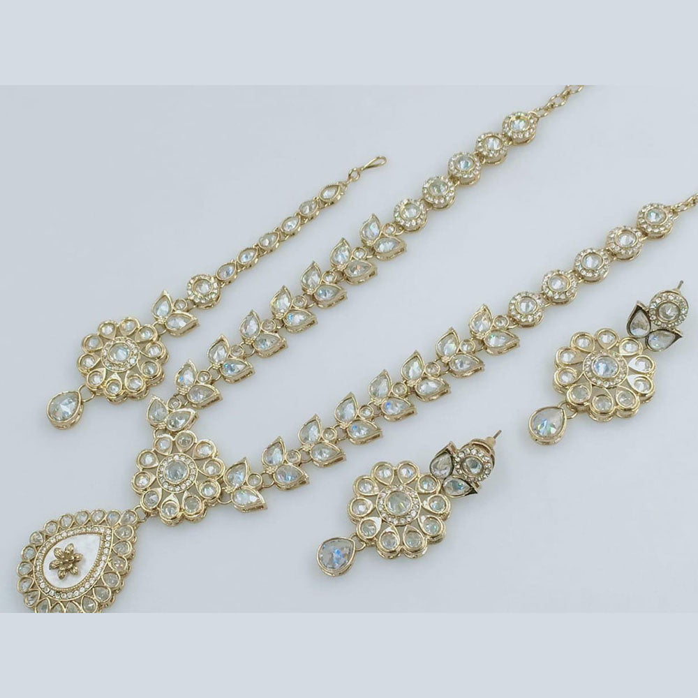 Manisha Jewellery Gold Plated Crystal Stone Long Necklace Set