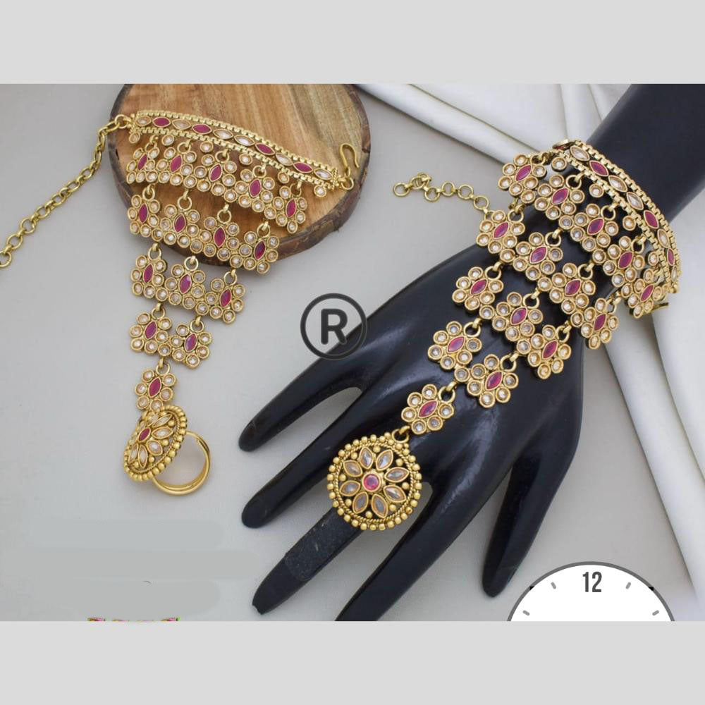 Manisha Jewellery Gold Plated Pota Stone Hand Harness