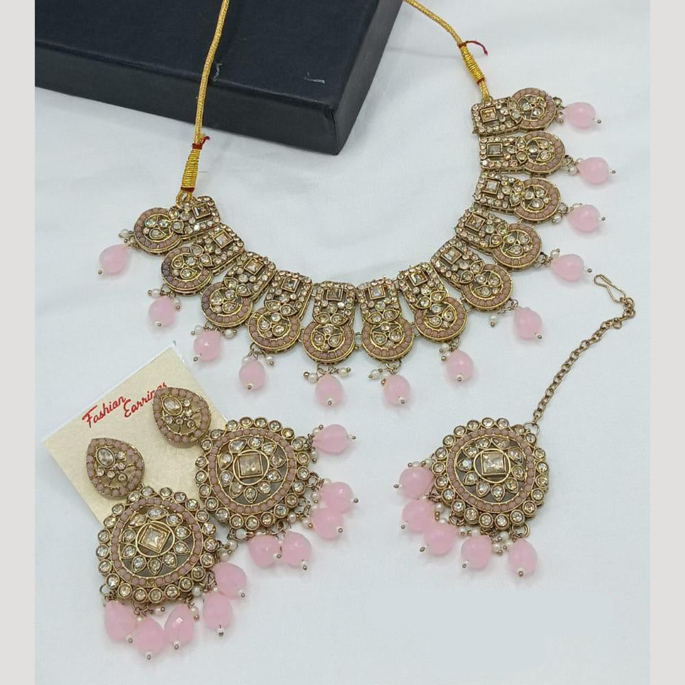 Manisha Jewellery Gold Plated Crystal Stone Pearls And Beads Necklace Set