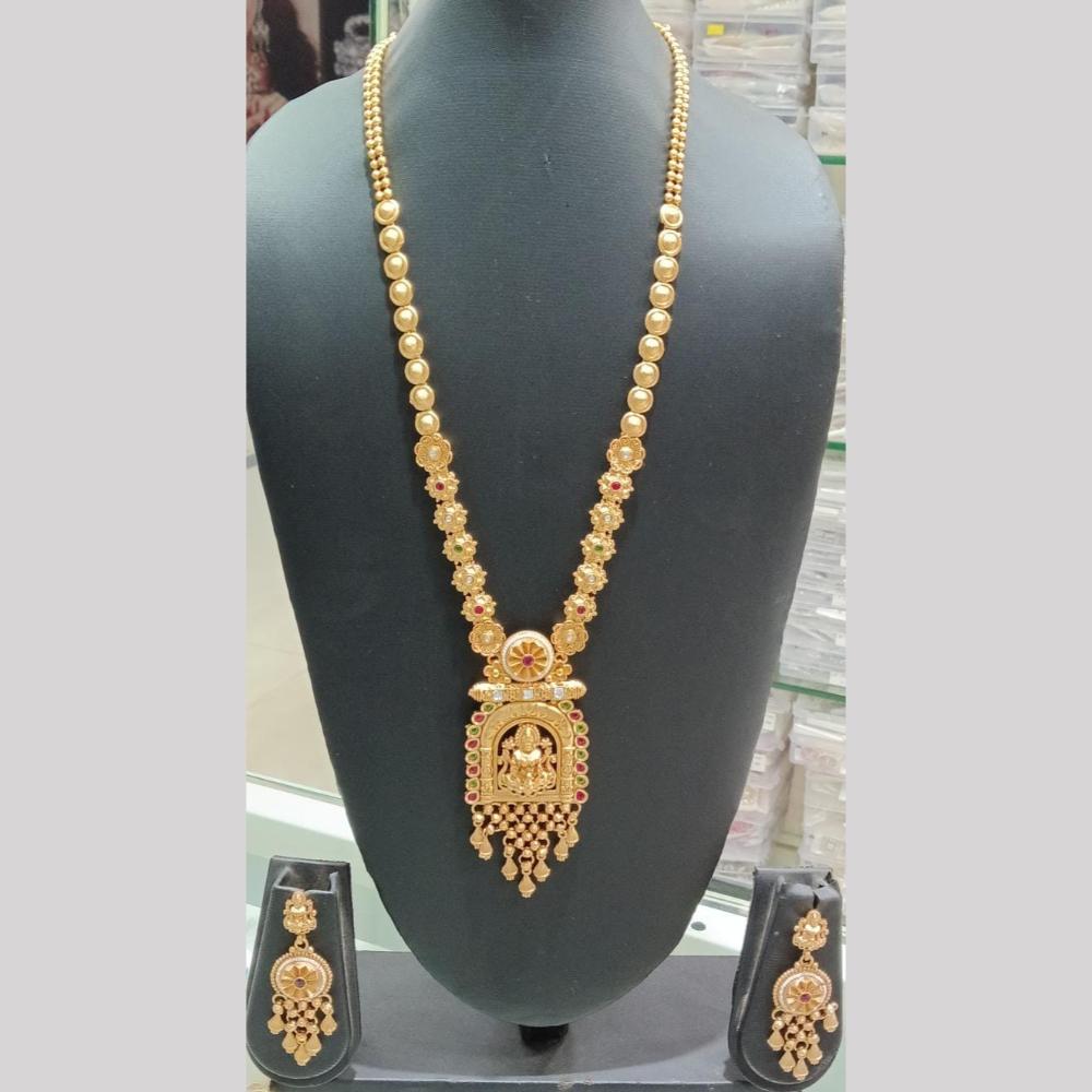 Manisha Jewellery Gold Plated Pota Stone And Meenakari Long Necklace Set