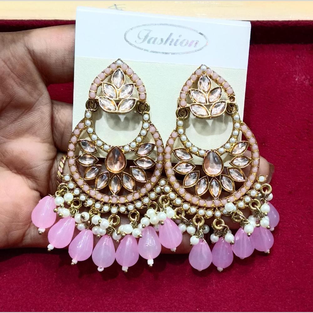 Manisha Jewellery Gold Plated Pota & Kundan Stone Dangler Earrings