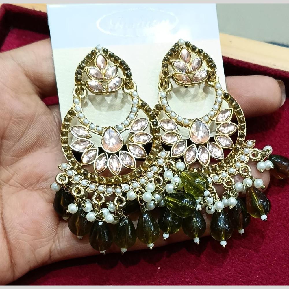 Manisha Jewellery Gold Plated Pota & Kundan Stone Dangler Earrings