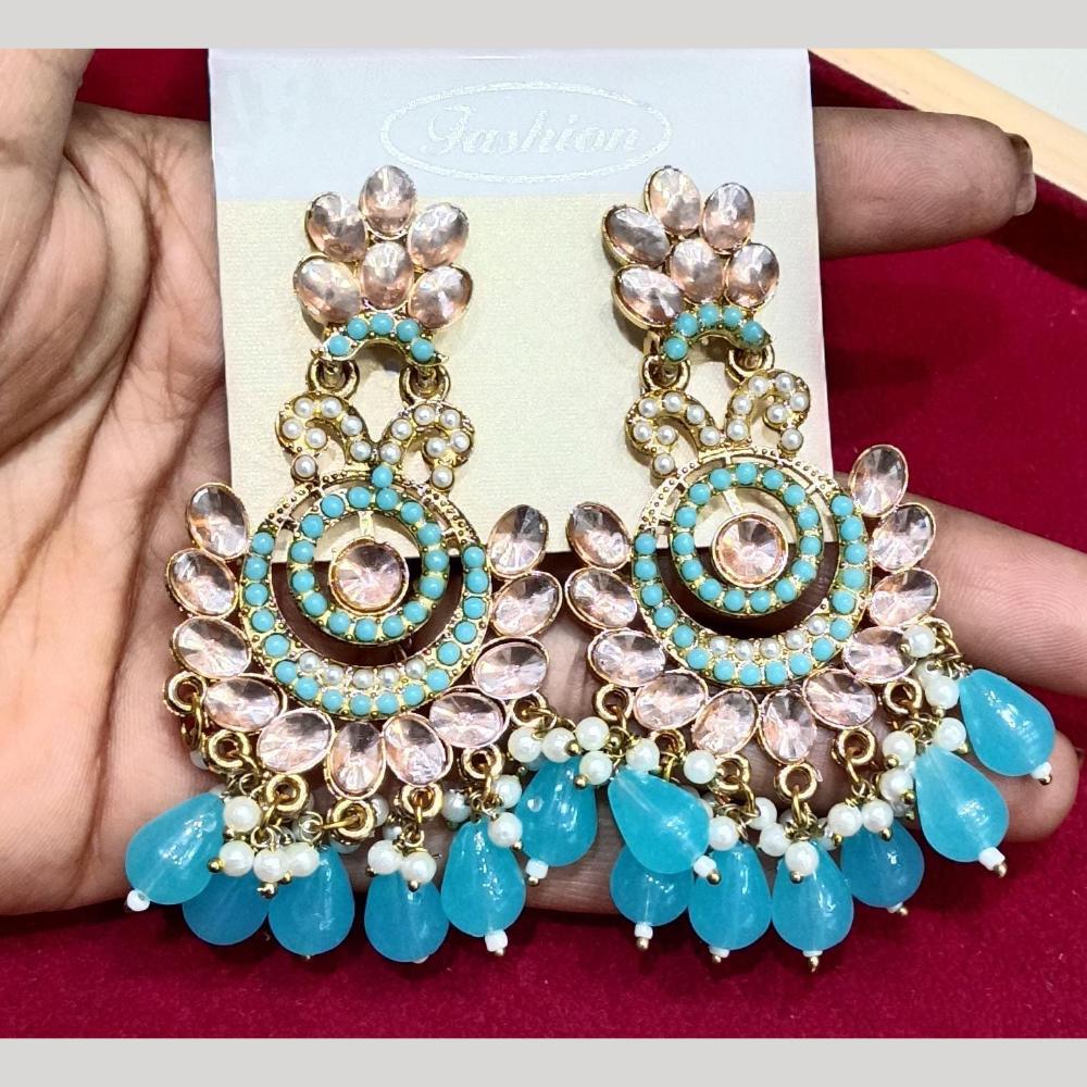 Manisha Jewellery Gold Plated Pota & Kundan Stone Dangler Earrings