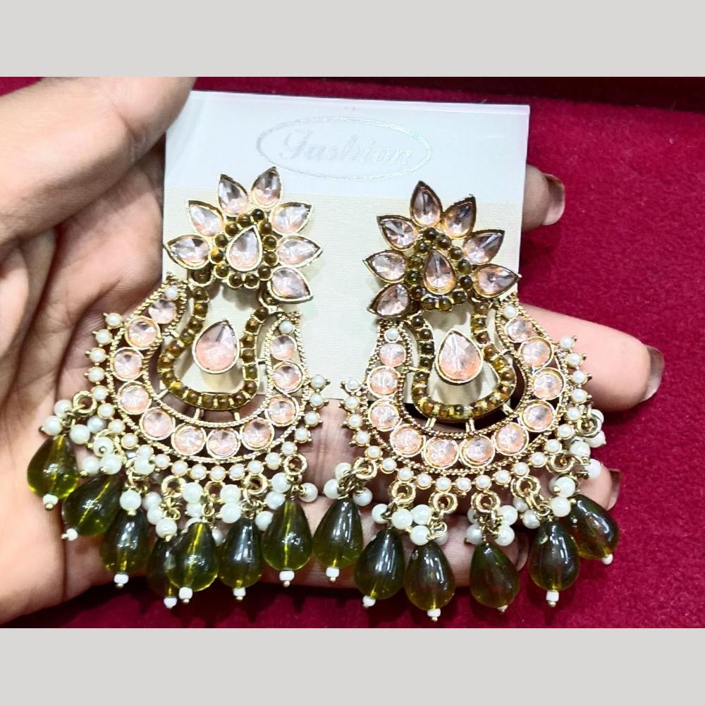 Manisha Jewellery Gold Plated Pota & Kundan Stone Dangler Earrings