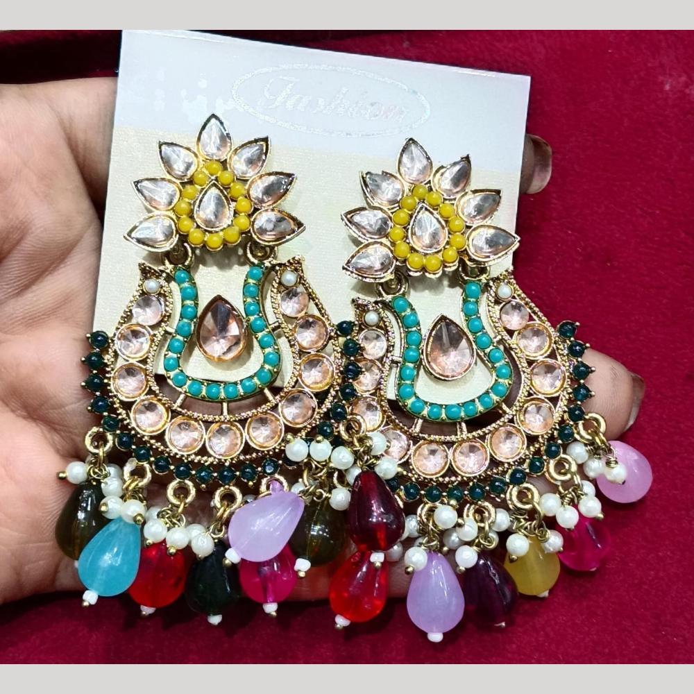 Manisha Jewellery Gold Plated Pota & Kundan Stone Dangler Earrings