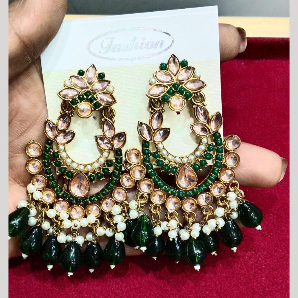 Manisha Jewellery Gold Plated Pota & Kundan Stone Dangler Earrings