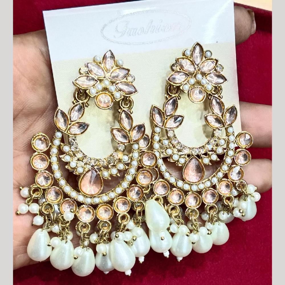 Manisha Jewellery Gold Plated Pota & Kundan Stone Dangler Earrings