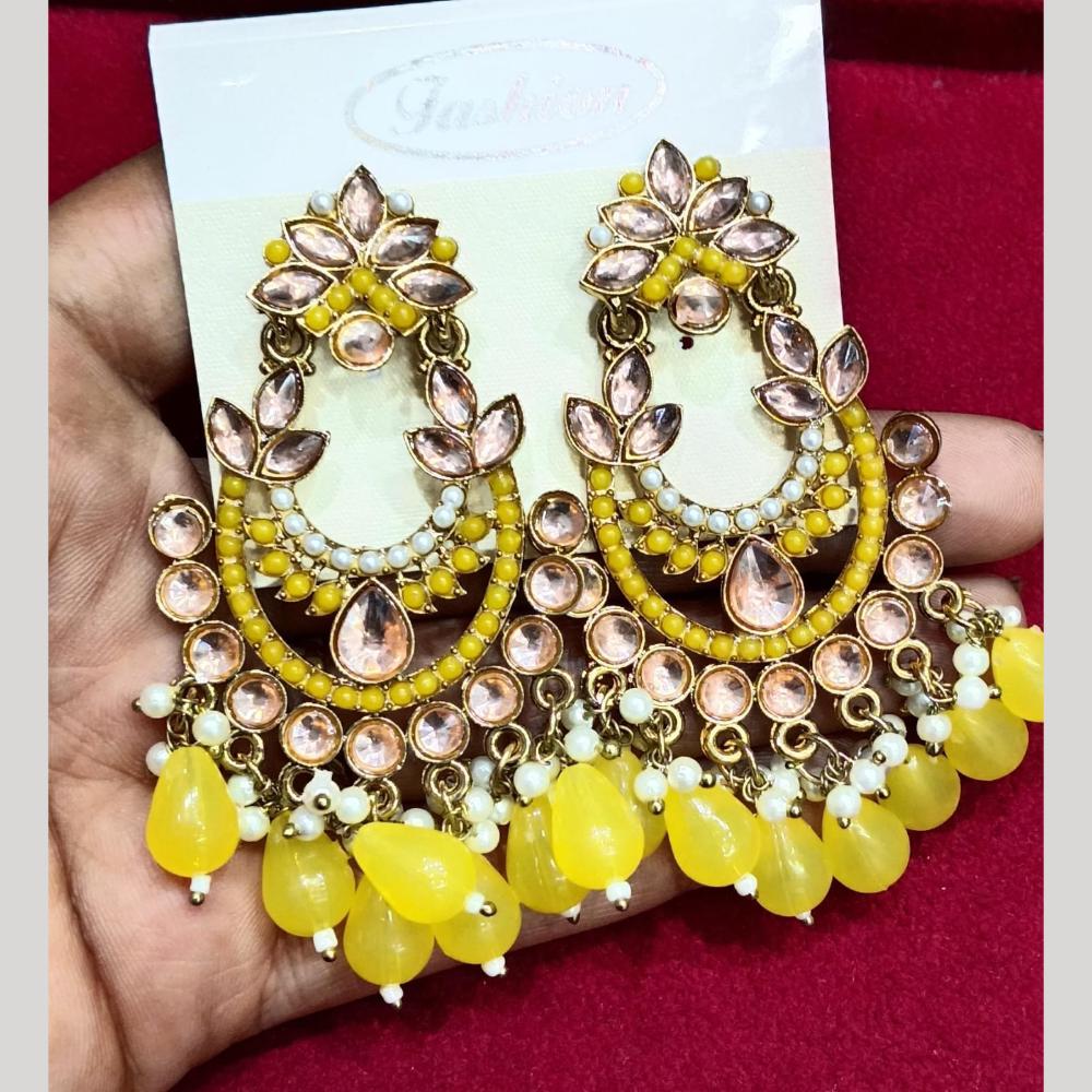Manisha Jewellery Gold Plated Pota & Kundan Stone Dangler Earrings