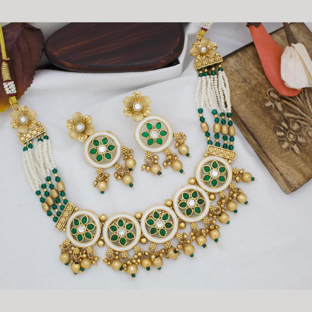 Manisha Jewellery Gold Plated Kundan Stone Necklace Set