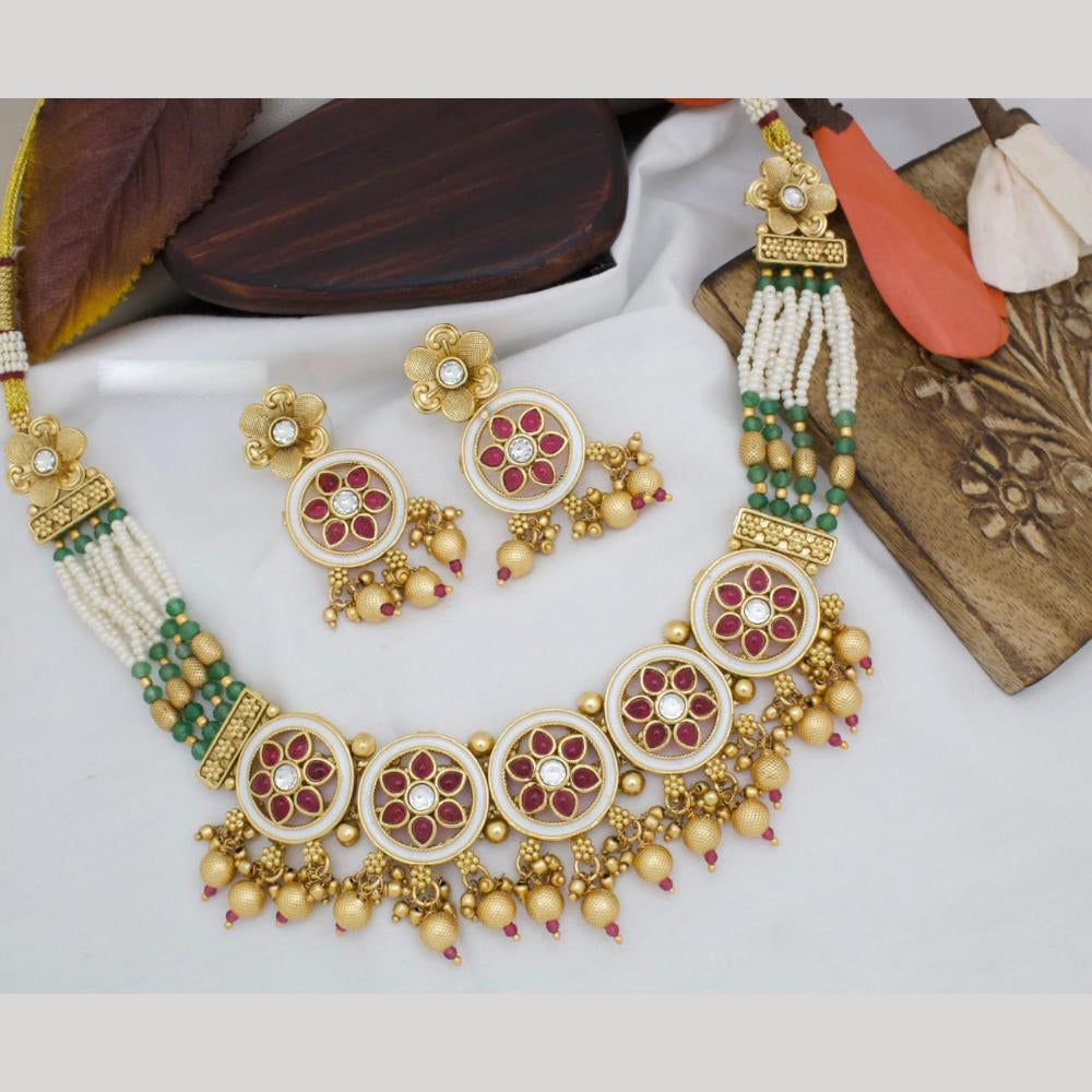 Manisha Jewellery Gold Plated Kundan Stone Necklace Set