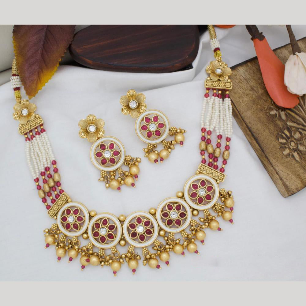 Manisha Jewellery Gold Plated Kundan Stone Necklace Set