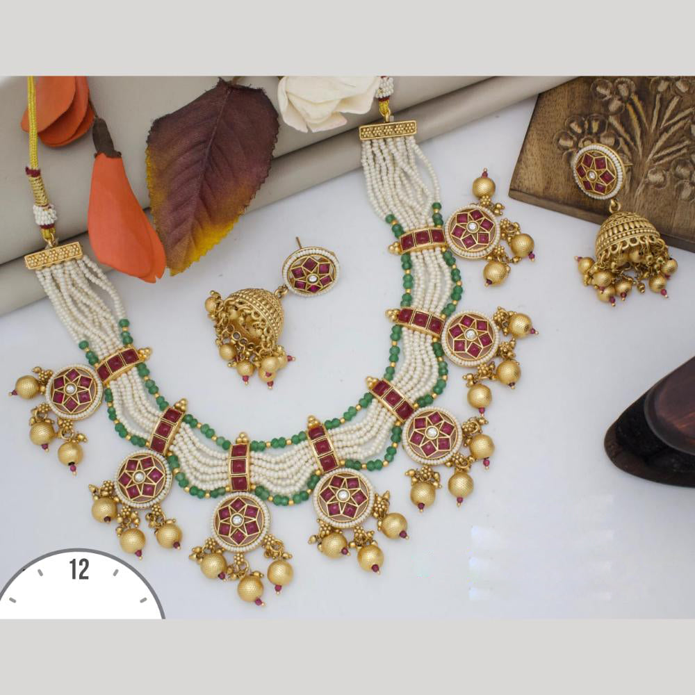 Manisha Jewellery Gold Plated Kundan Stone Necklace Set