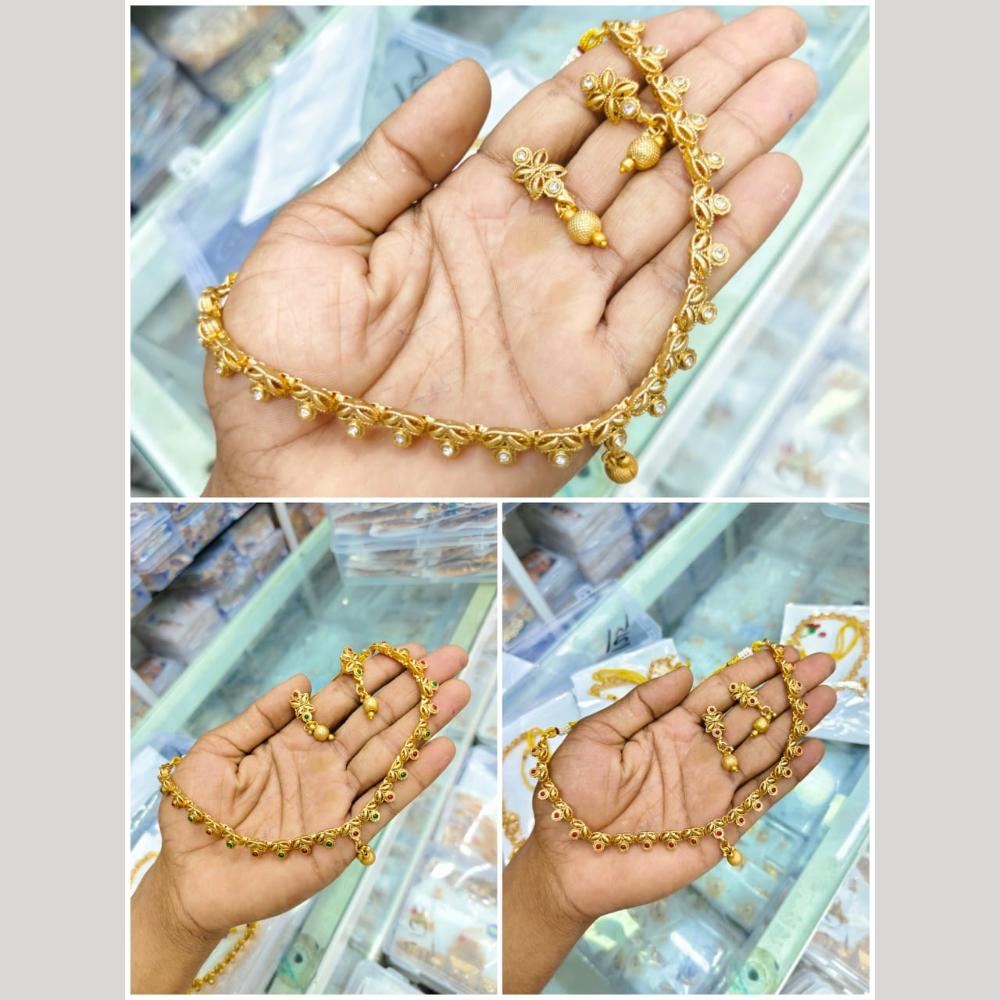Manisha Jewellery Gold Plated Pota Stone Necklace Set