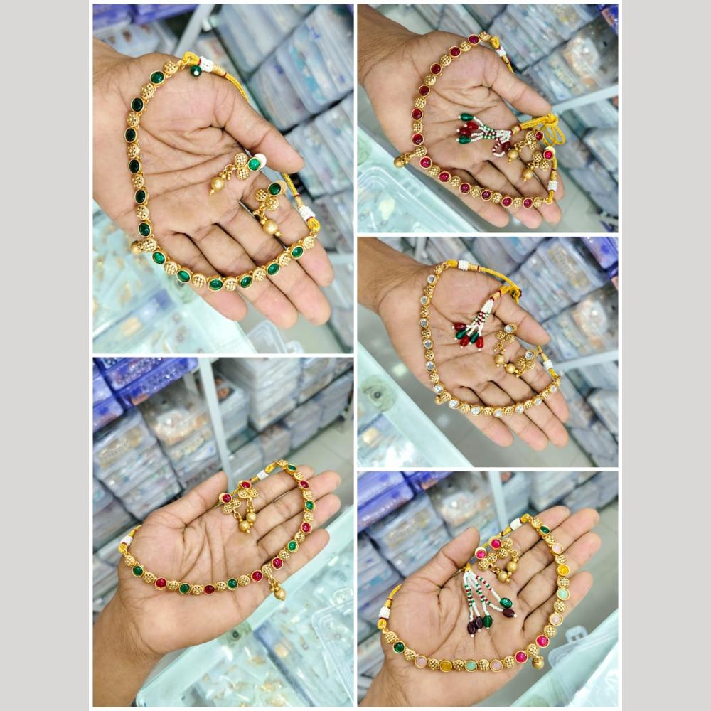 Manisha Jewellery Gold Plated Pota Stone Necklace Set