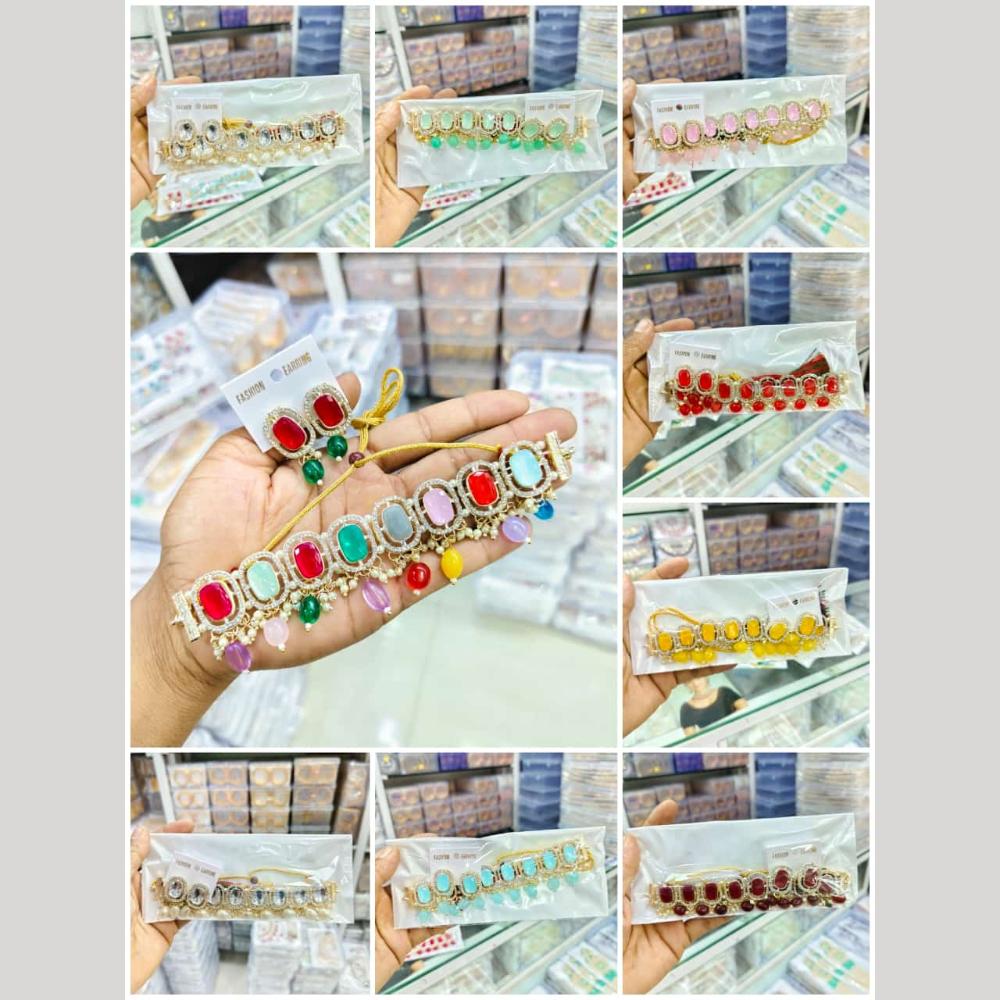 Manisha Jewellery Gold Plated Crystal Stone Necklace Set