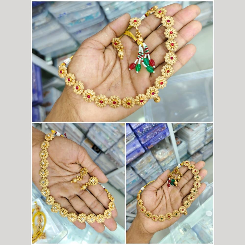 Manisha Jewellery Gold Plated Pota Stone Necklace Set