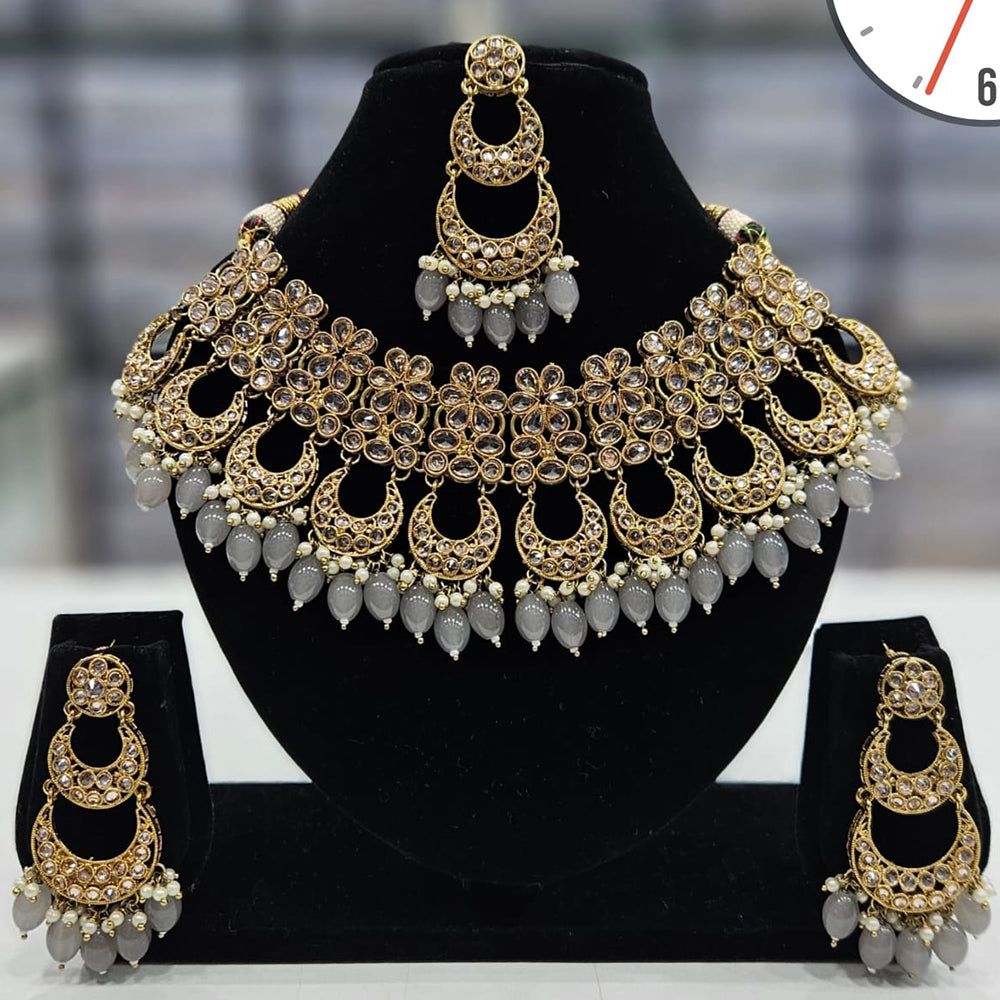 Manisha Jewellery Gold Plated Crystal Stone And Beads Necklace Set