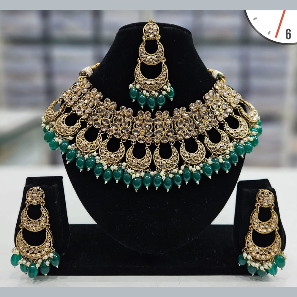 Manisha Jewellery Gold Plated Crystal Stone And Beads Necklace Set