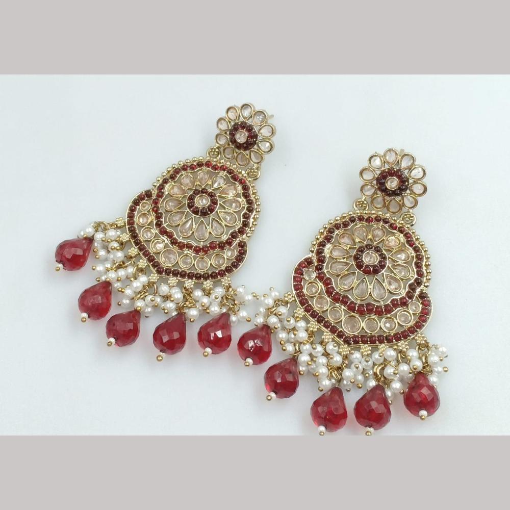 Manisha Jewellery Gold Plated Crystal Stone And Pearls Dangler Earrings