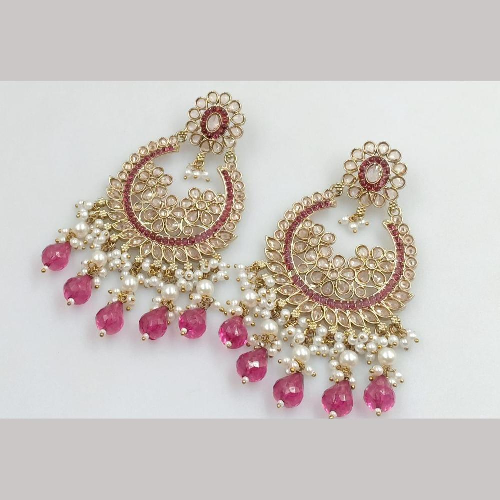 Manisha Jewellery Gold Plated Crystal Stone And Pearls Dangler Earrings