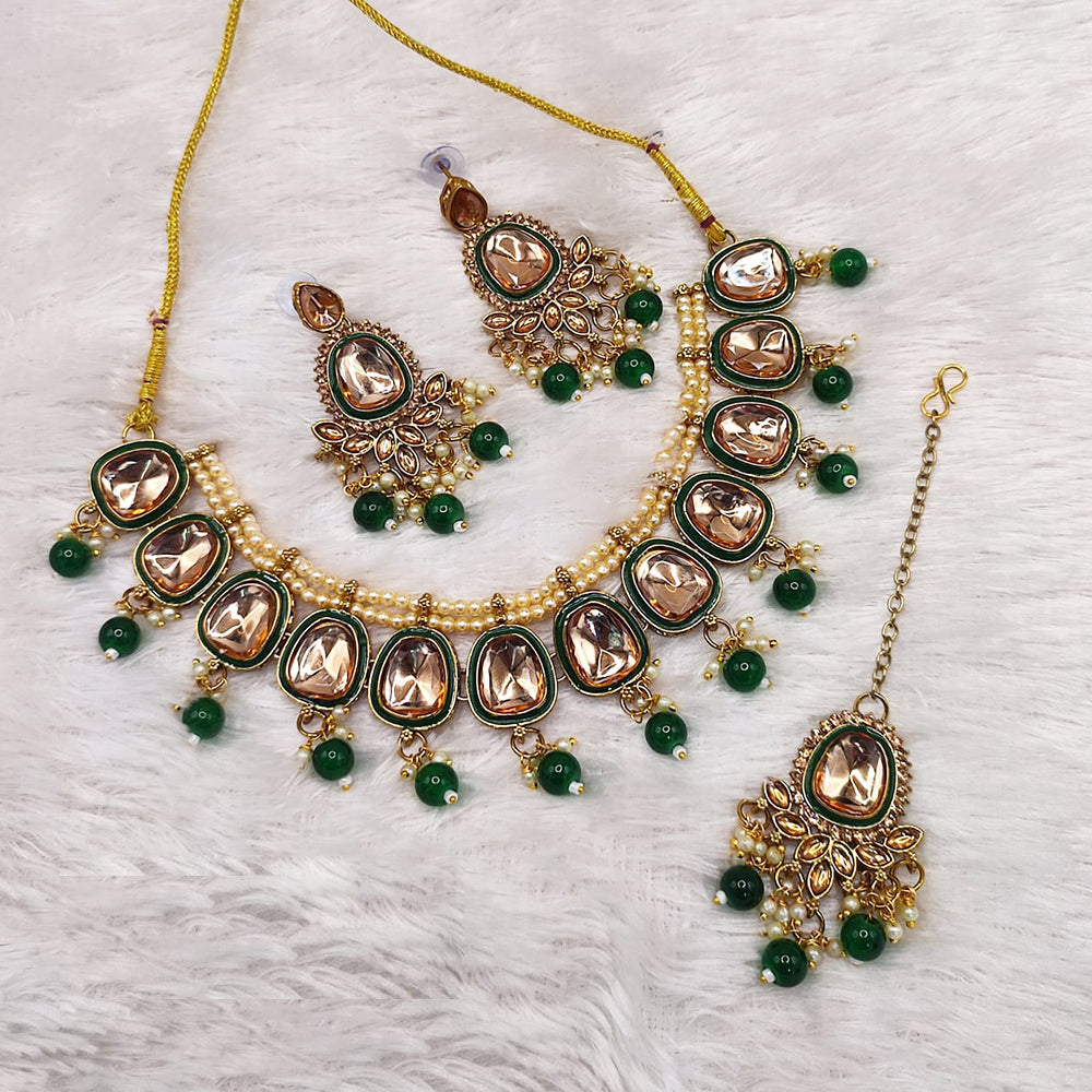 Manisha Jewellery Gold Plated Crystal Stone And Beads Necklace Set