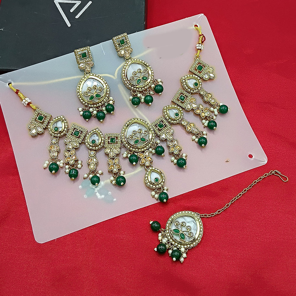 Manisha Jewellery Gold Plated Crystal Stone And Pearls Necklace Set