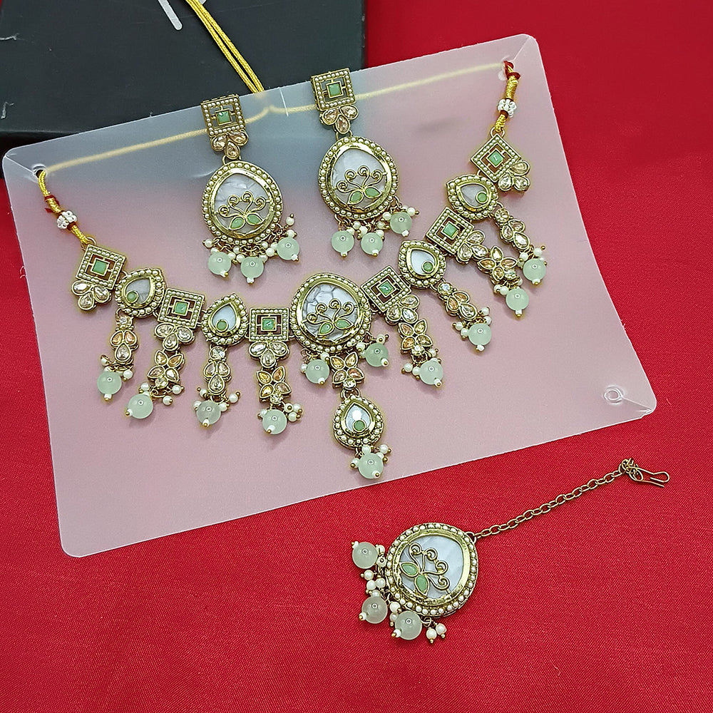 Manisha Jewellery Gold Plated Crystal Stone And Pearls Necklace Set