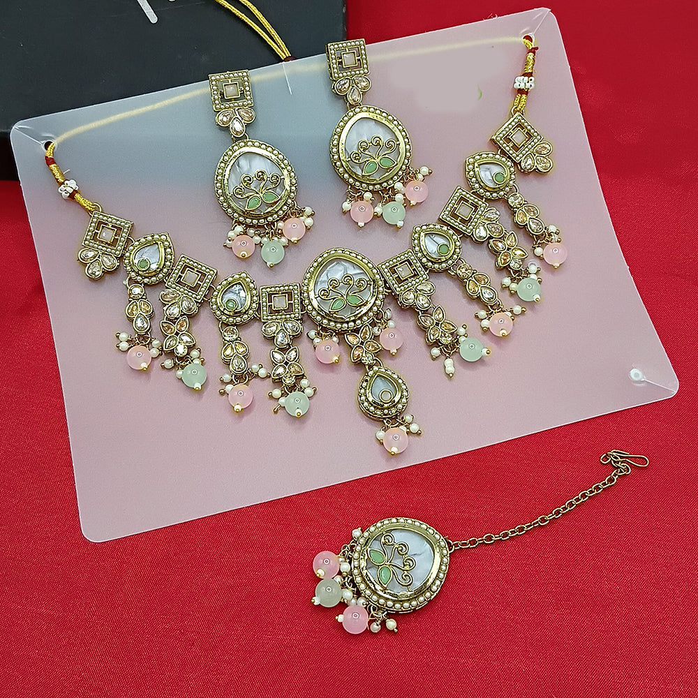 Manisha Jewellery Gold Plated Crystal Stone And Pearls Necklace Set