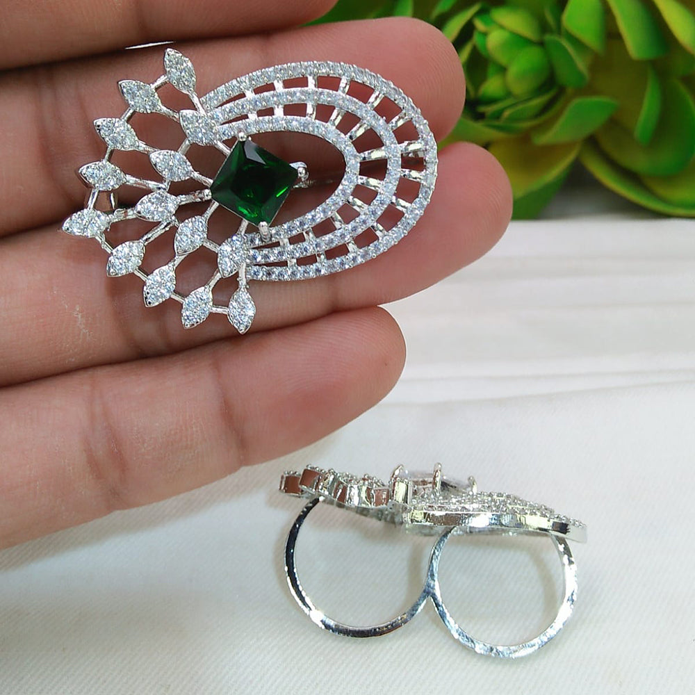 Manisha Jewellery Silver Plated American Diamonds Ring