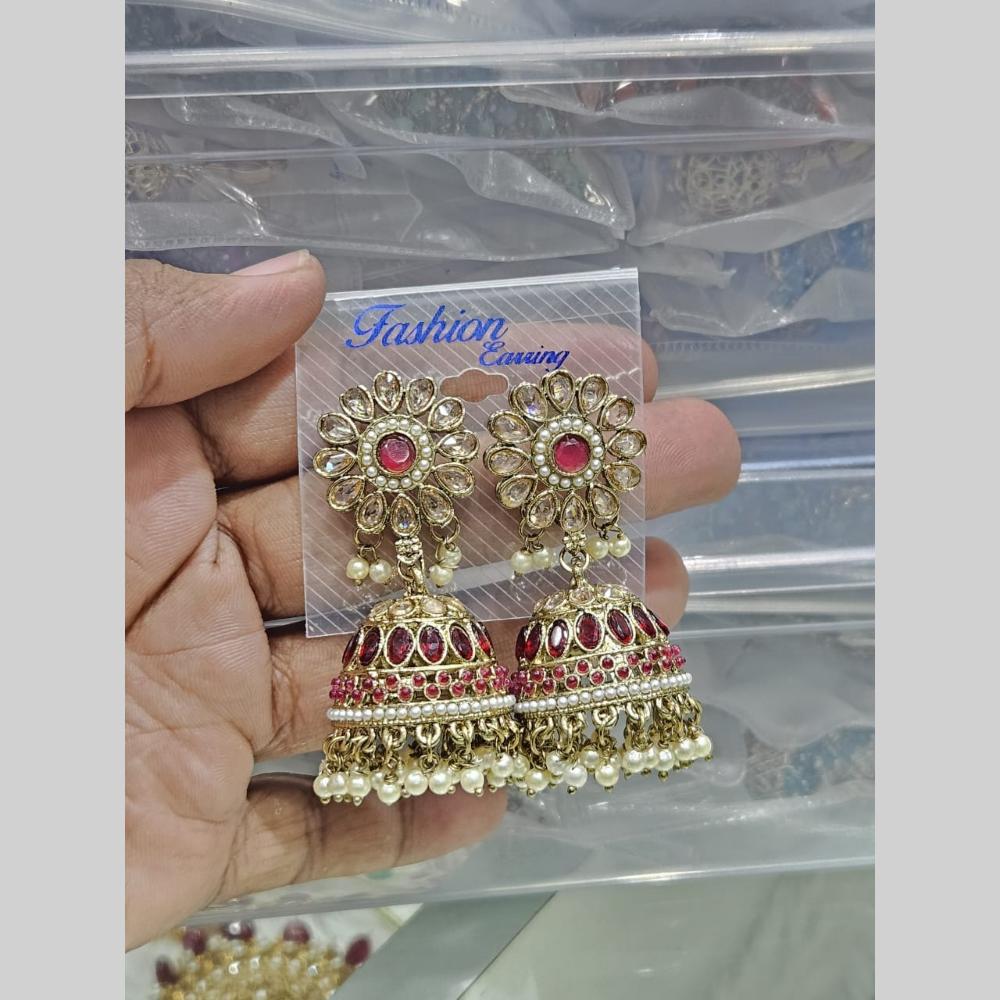 Manisha Jewellery Gold Plated Crystal Stone And Pearls Jhumki Earrings