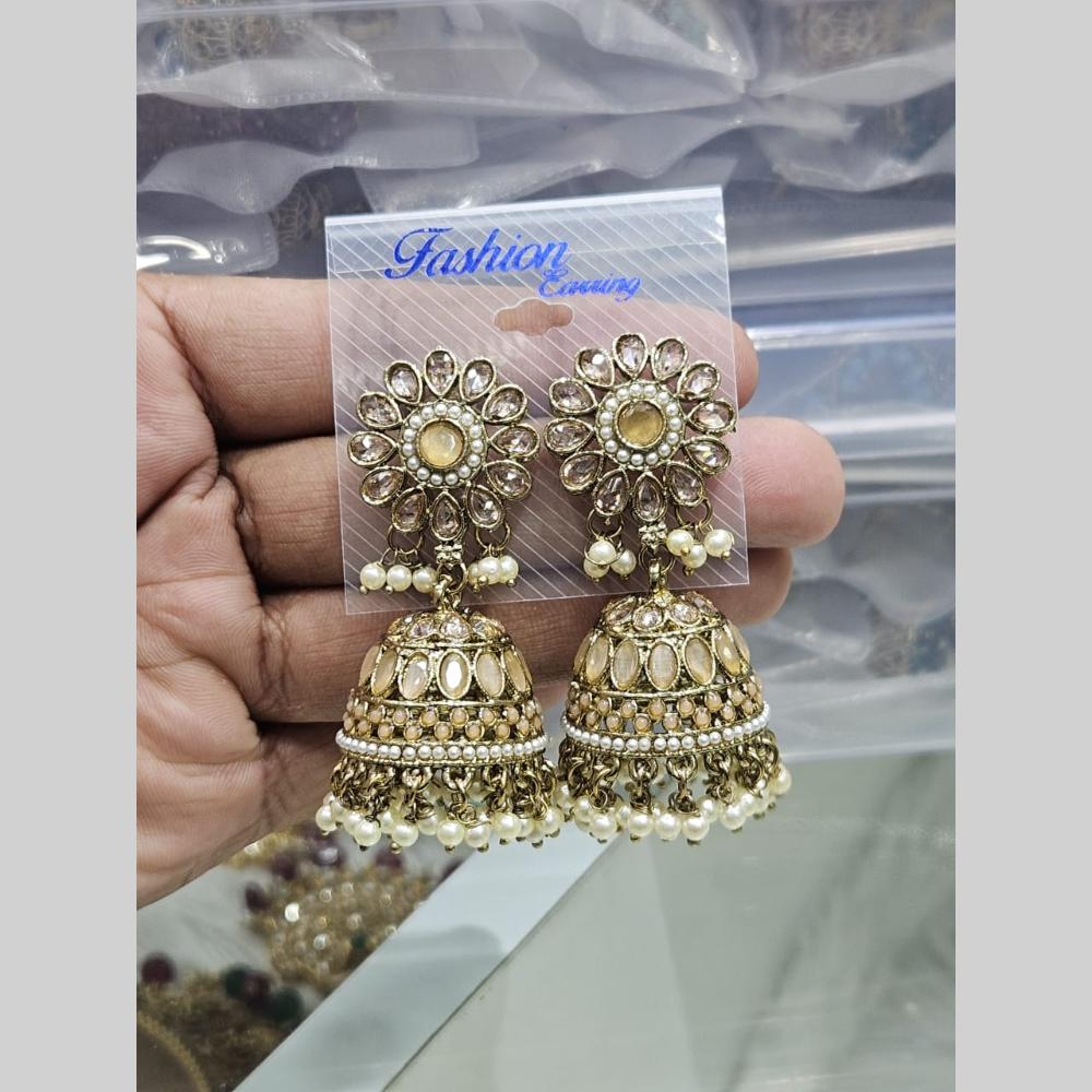 Manisha Jewellery Gold Plated Crystal Stone And Pearls Jhumki Earrings