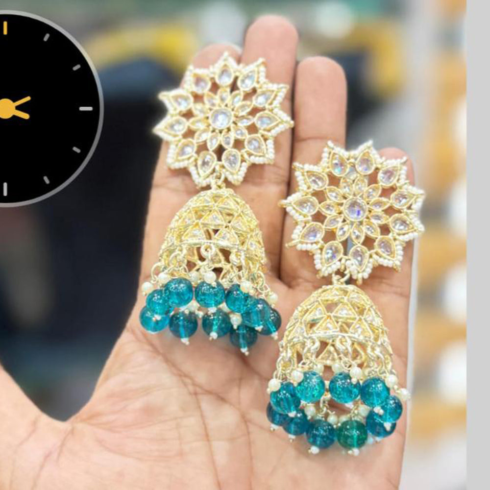 Manisha Jewellery Gold Plated Kundan Stone And Pearls Jhumki Earrings