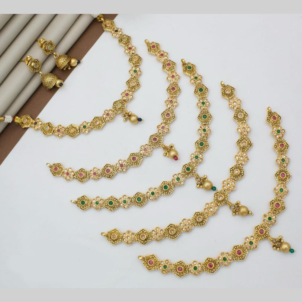 Manisha Jewellery Gold Plated Pota Stone And Beads Necklace Set