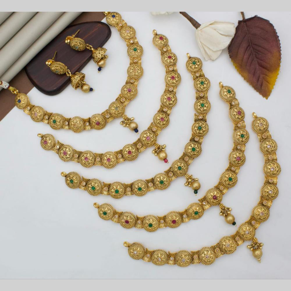 Manisha Jewellery Gold Plated Pota Stone And Beads Necklace Set