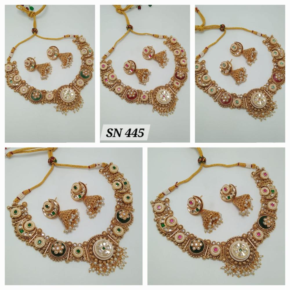 Manisha Jewellery Gold Plated Pota Stone And Beads Necklace Set