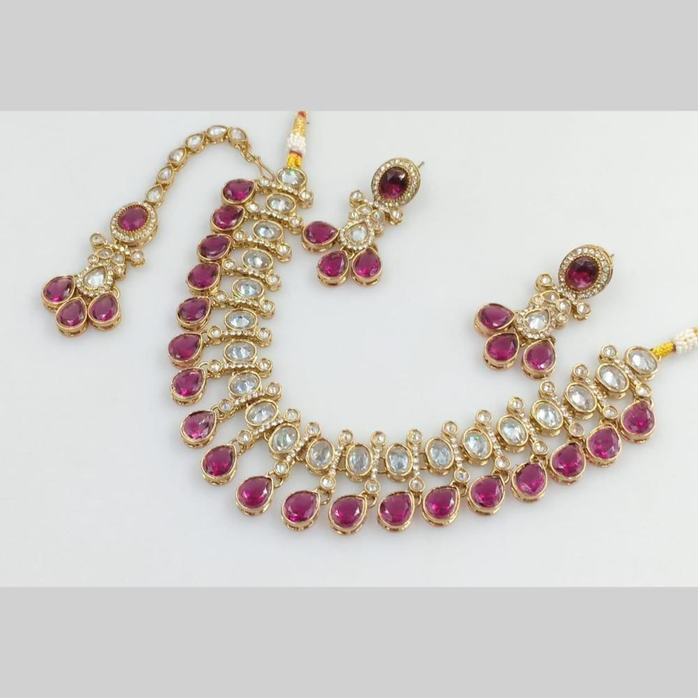 Manisha Jewellery Gold Plated Crystal Stone Necklace Set