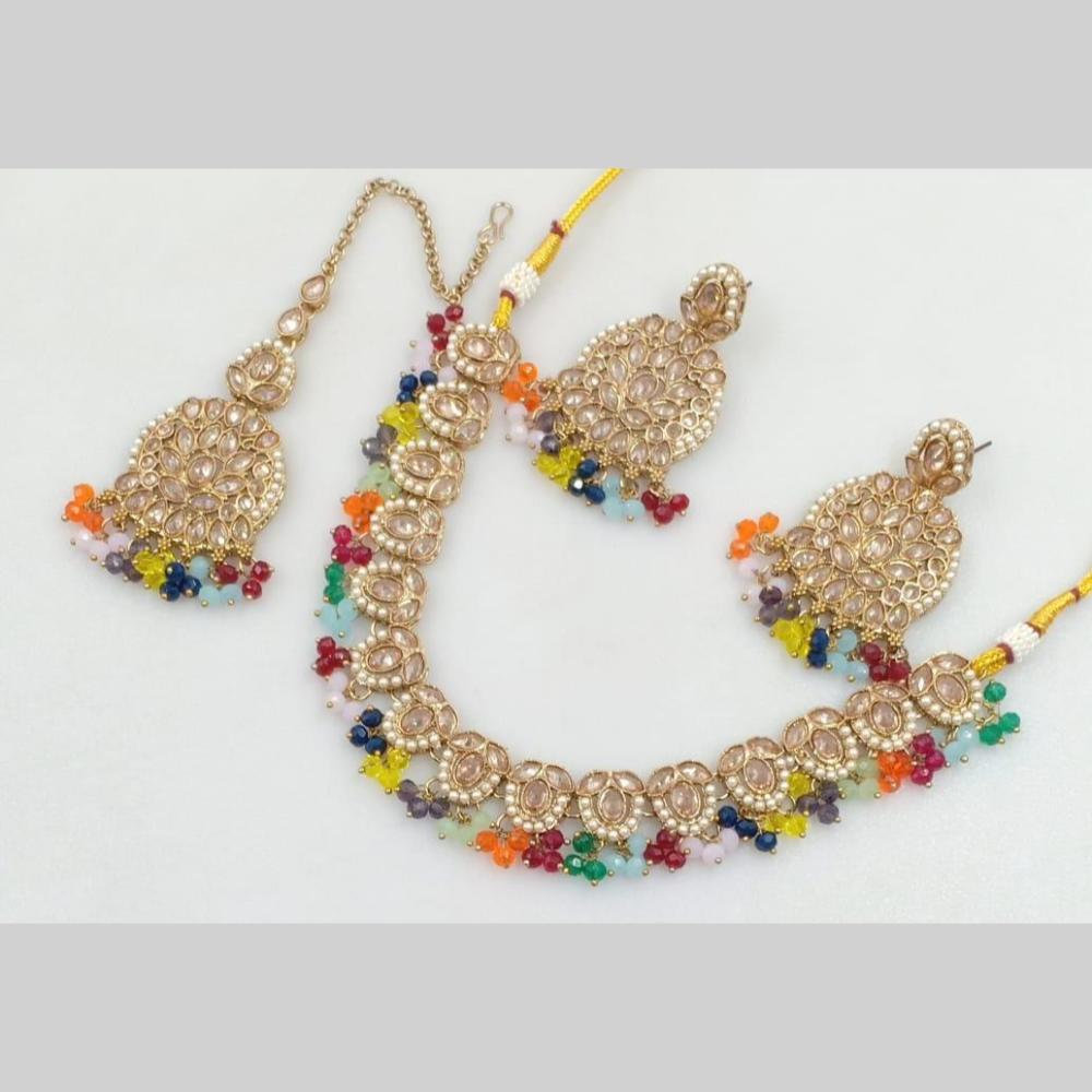Manisha Jewellery Gold Plated Crystal Stone And Pearls Necklace Set