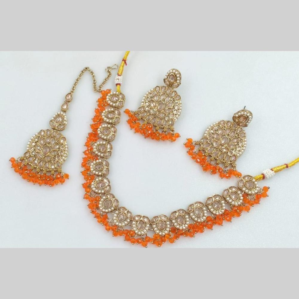 Manisha Jewellery Gold Plated Crystal Stone And Pearls Necklace Set