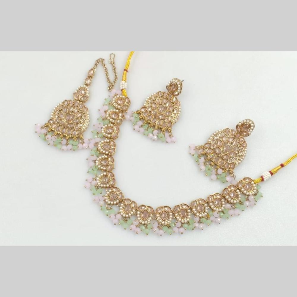 Manisha Jewellery Gold Plated Crystal Stone And Pearls Necklace Set