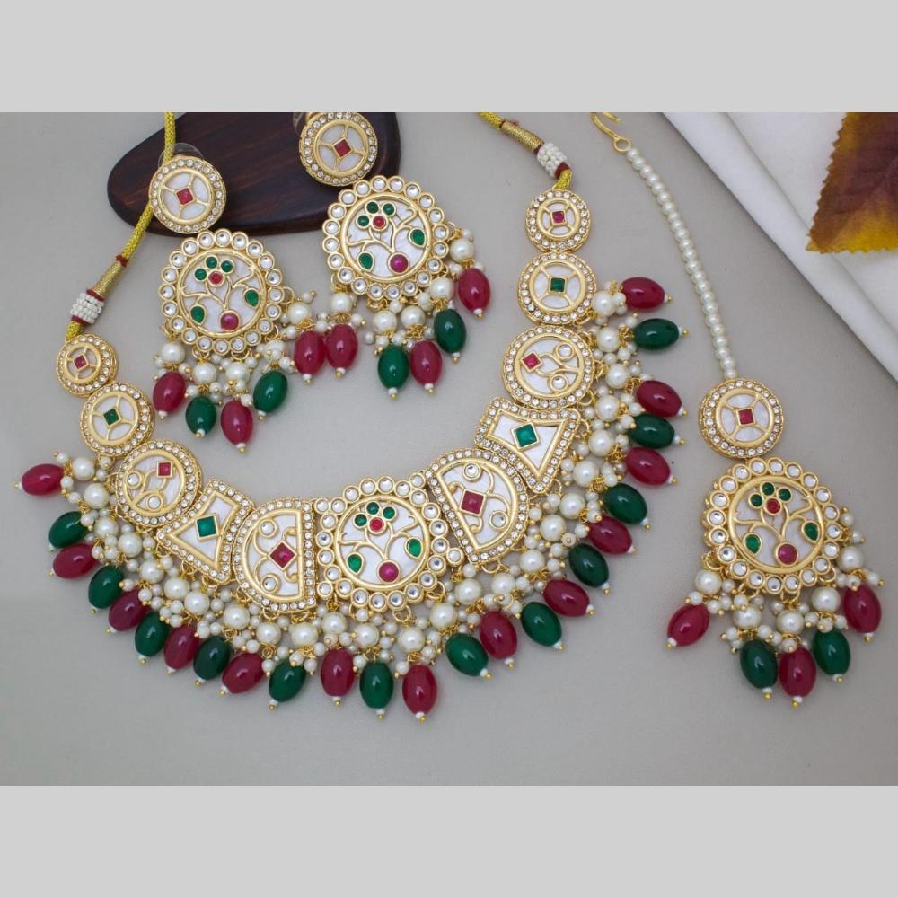 Manisha Jewellery Gold Plated Kundan Stone And Beads Necklace Set