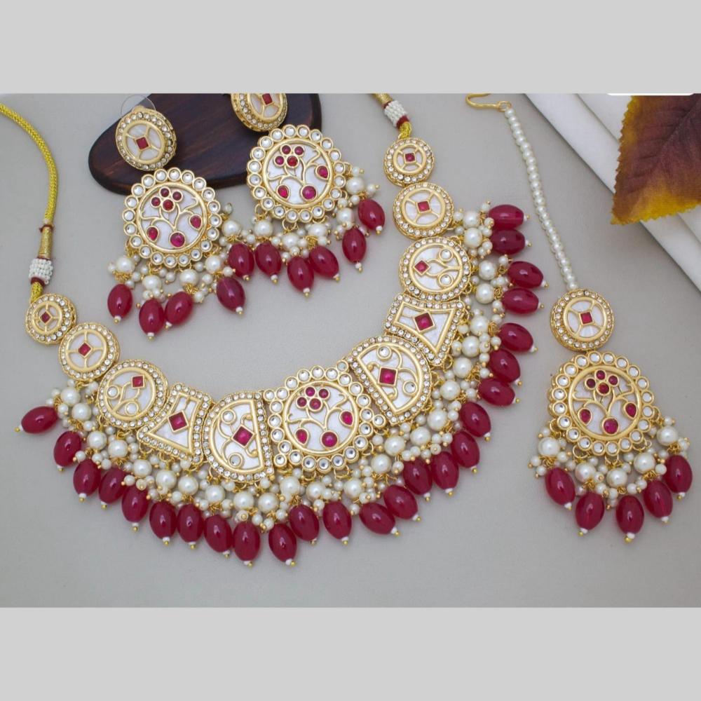 Manisha Jewellery Gold Plated Kundan Stone And Beads Necklace Set