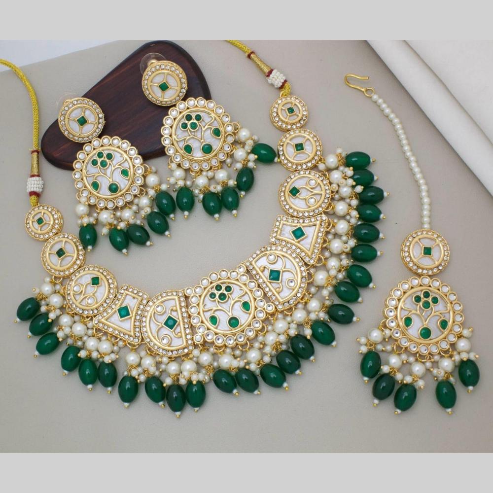 Manisha Jewellery Gold Plated Kundan Stone And Beads Necklace Set