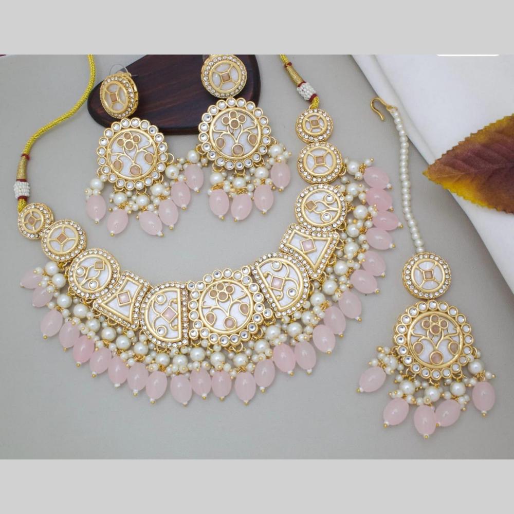 Manisha Jewellery Gold Plated Kundan Stone And Beads Necklace Set