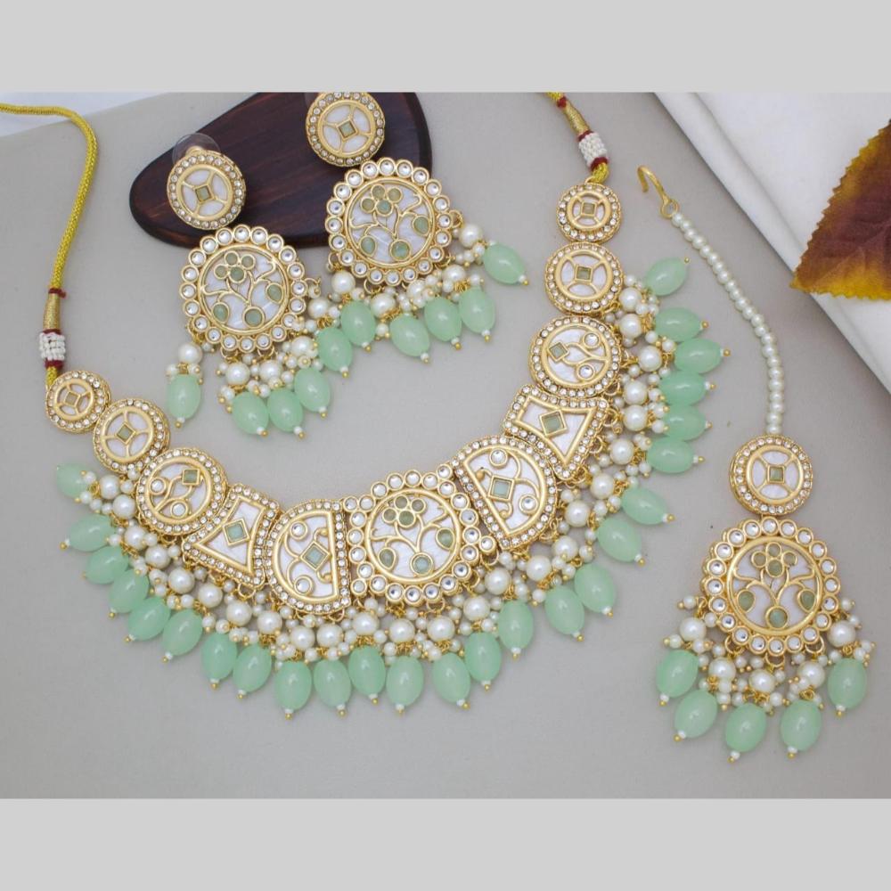 Manisha Jewellery Gold Plated Kundan Stone And Beads Necklace Set