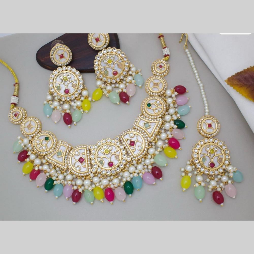 Manisha Jewellery Gold Plated Kundan Stone And Beads Necklace Set