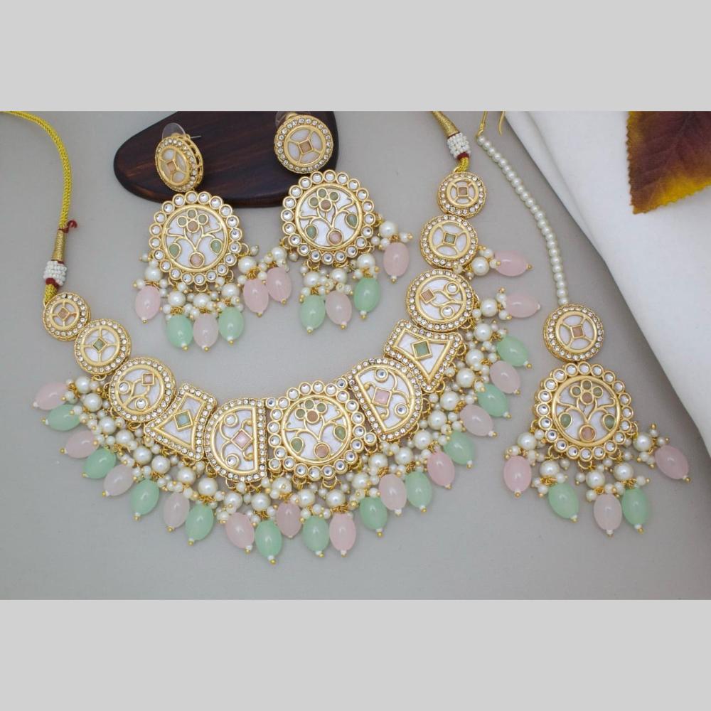 Manisha Jewellery Gold Plated Kundan Stone And Beads Necklace Set