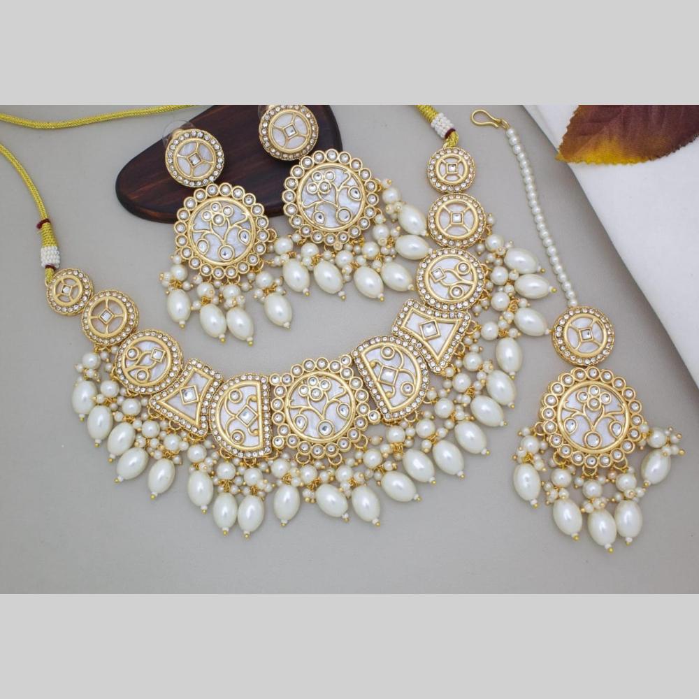 Manisha Jewellery Gold Plated Kundan Stone And Beads Necklace Set