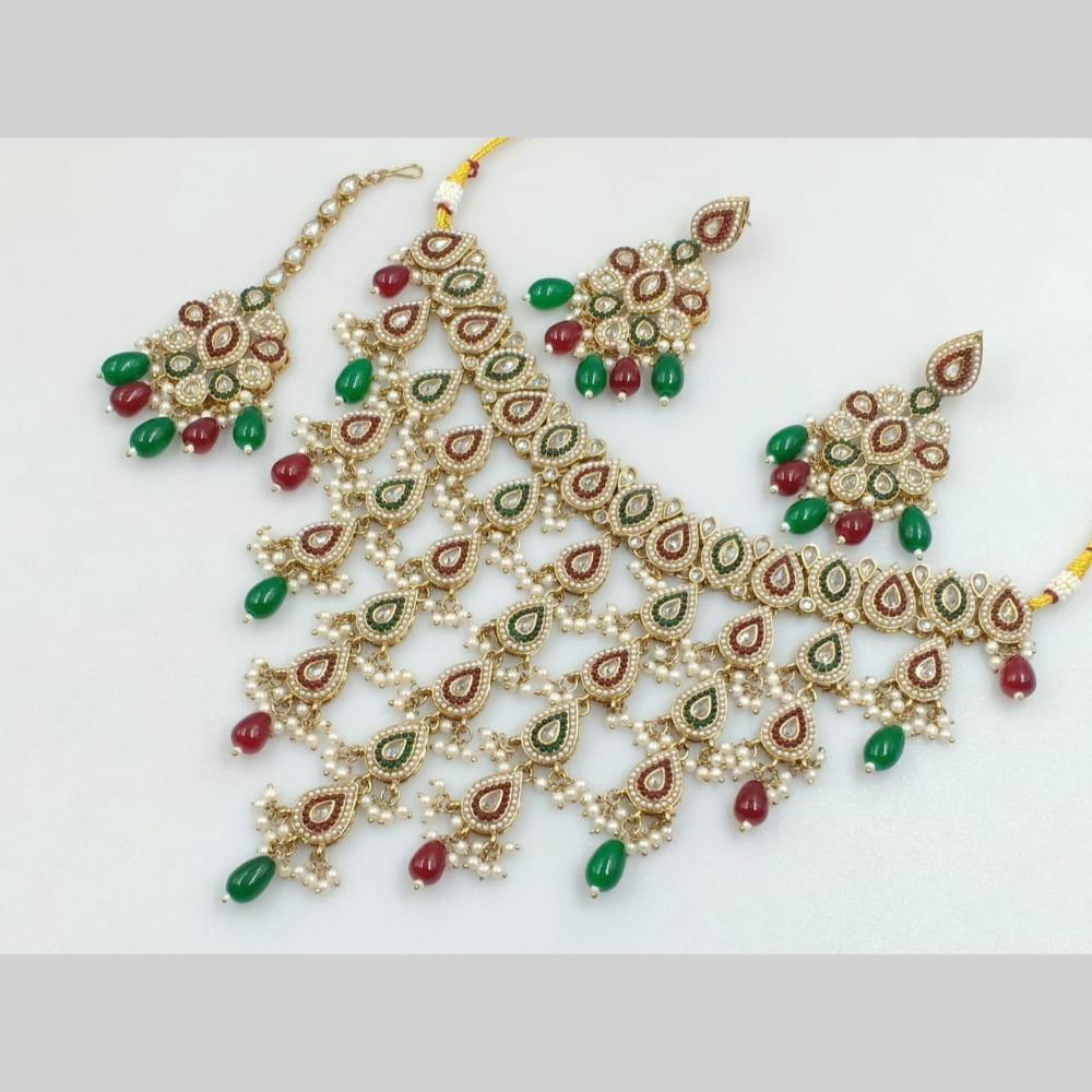 Manisha Jewellery Gold Plated Crystal Stone And Pearls Necklace Set